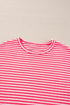 Stripe Round Neck Drop Shoulder Long Sleeve Top